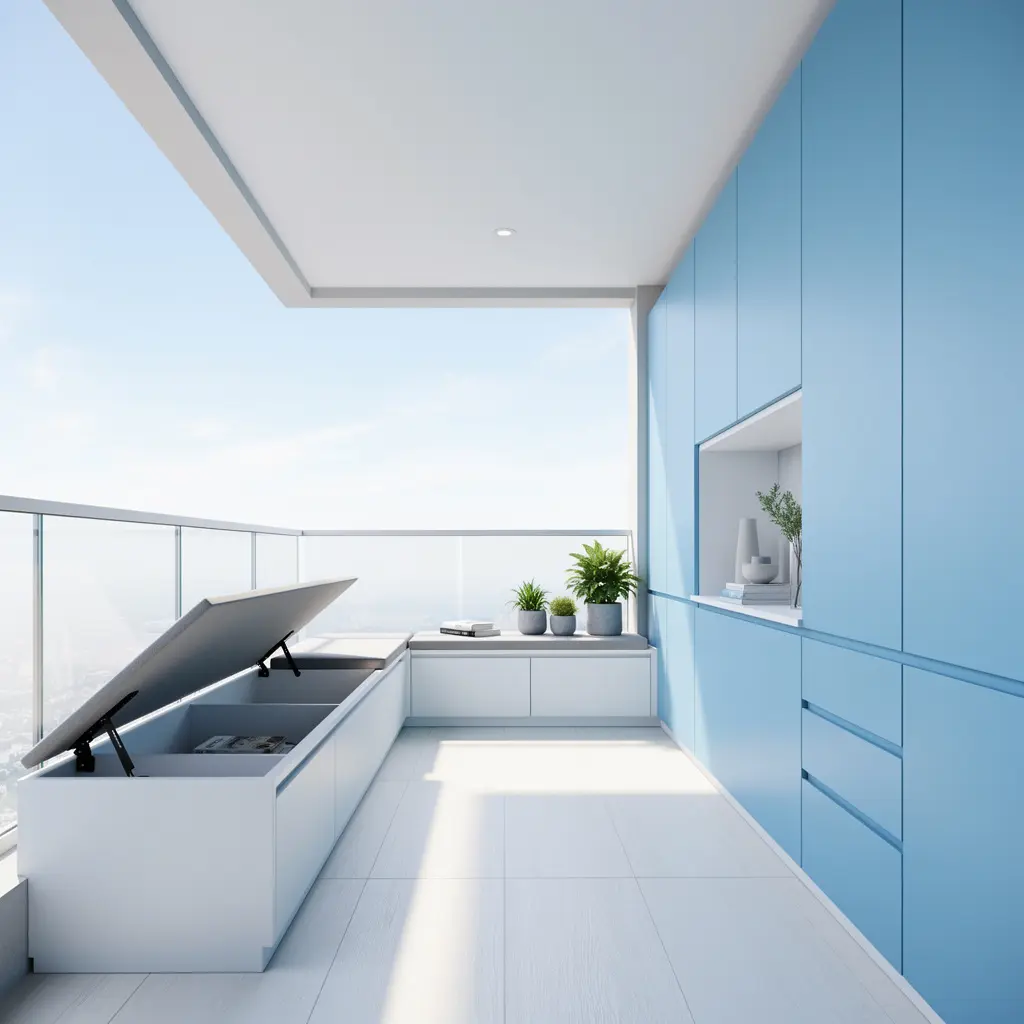Sky Blue and White Balcony