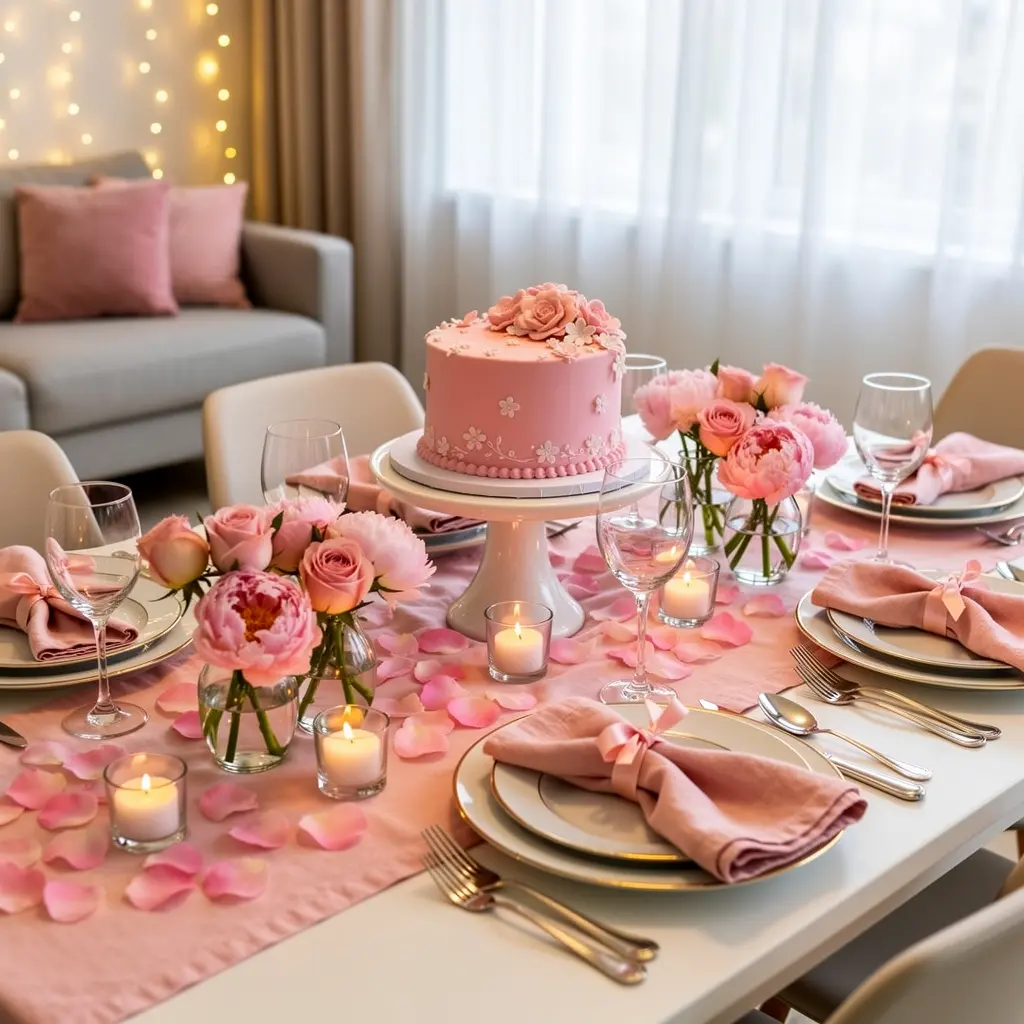 Romantic Pink Birthday Decoration at Home