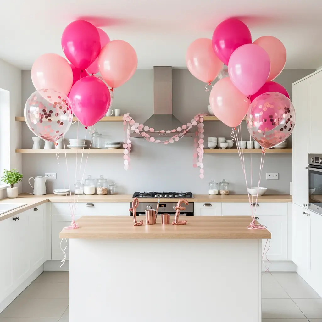 Pink Balloon Birthday Party Kitchen Decor