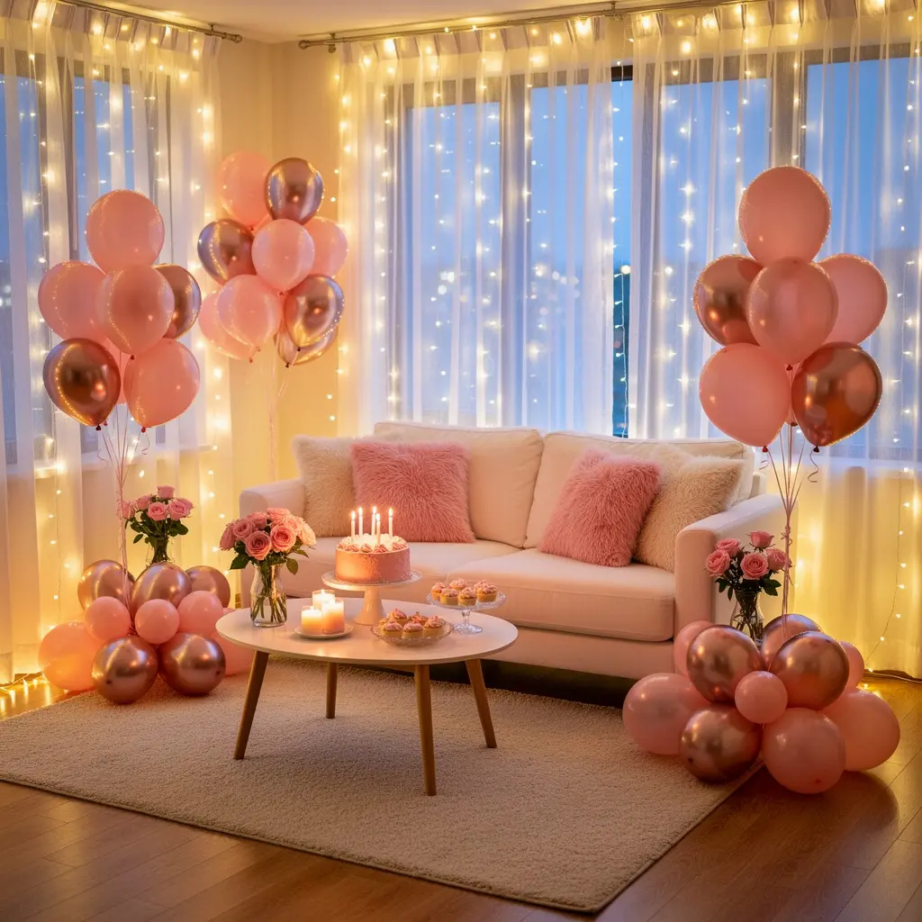 Romantic Pink Birthday Decoration at Home