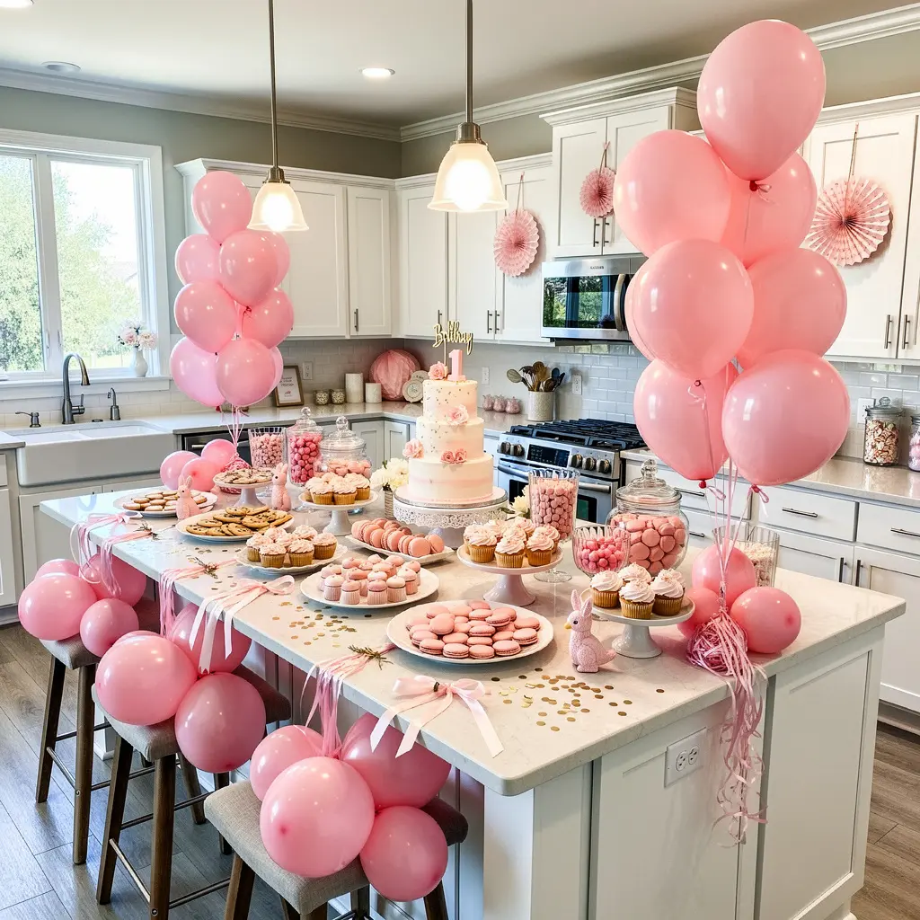 Pink Balloon Birthday Party Kitchen Decor