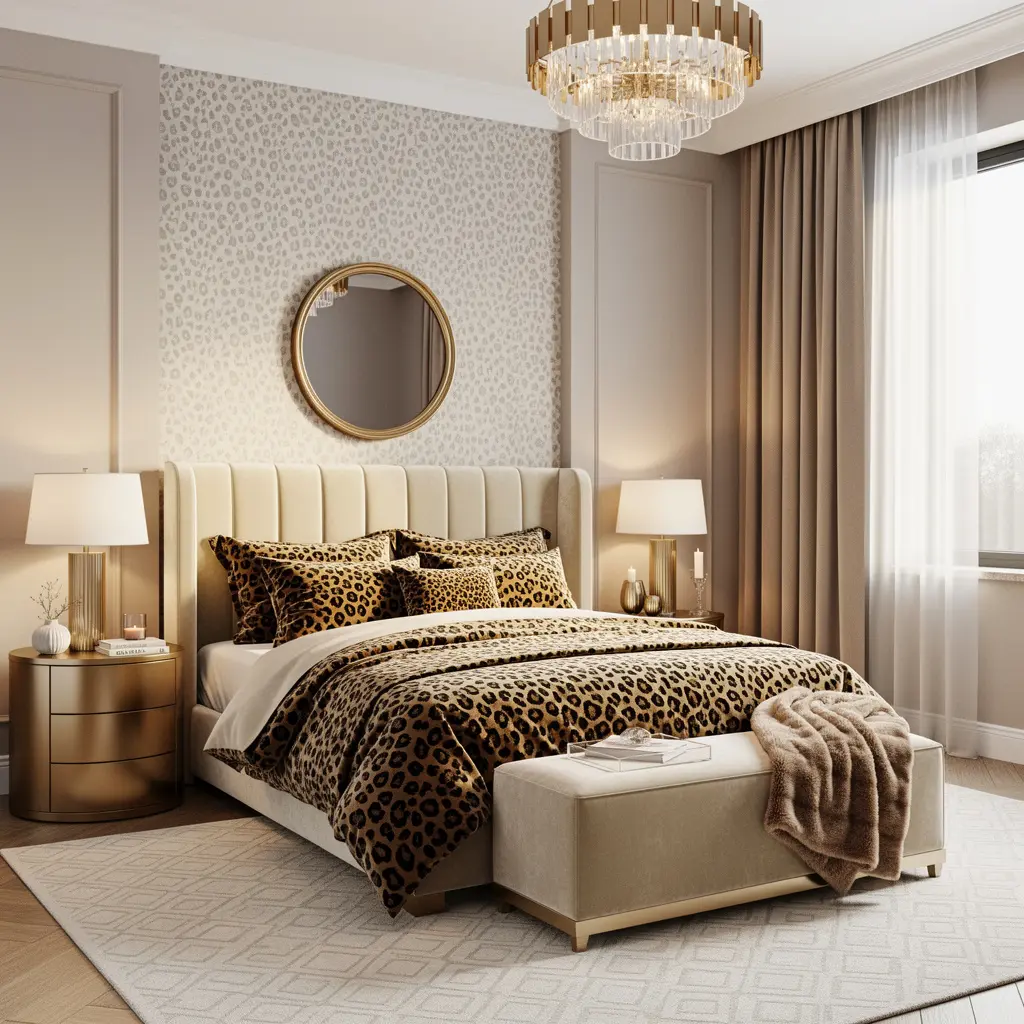 Modern Glam Leopard Print Bedroom Decor