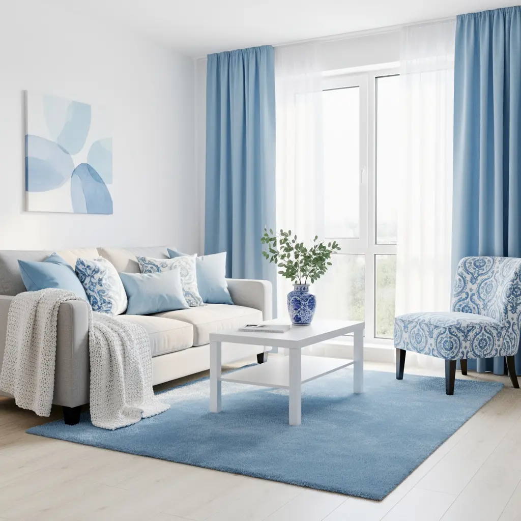 Sky Blue and White Apartment Decor