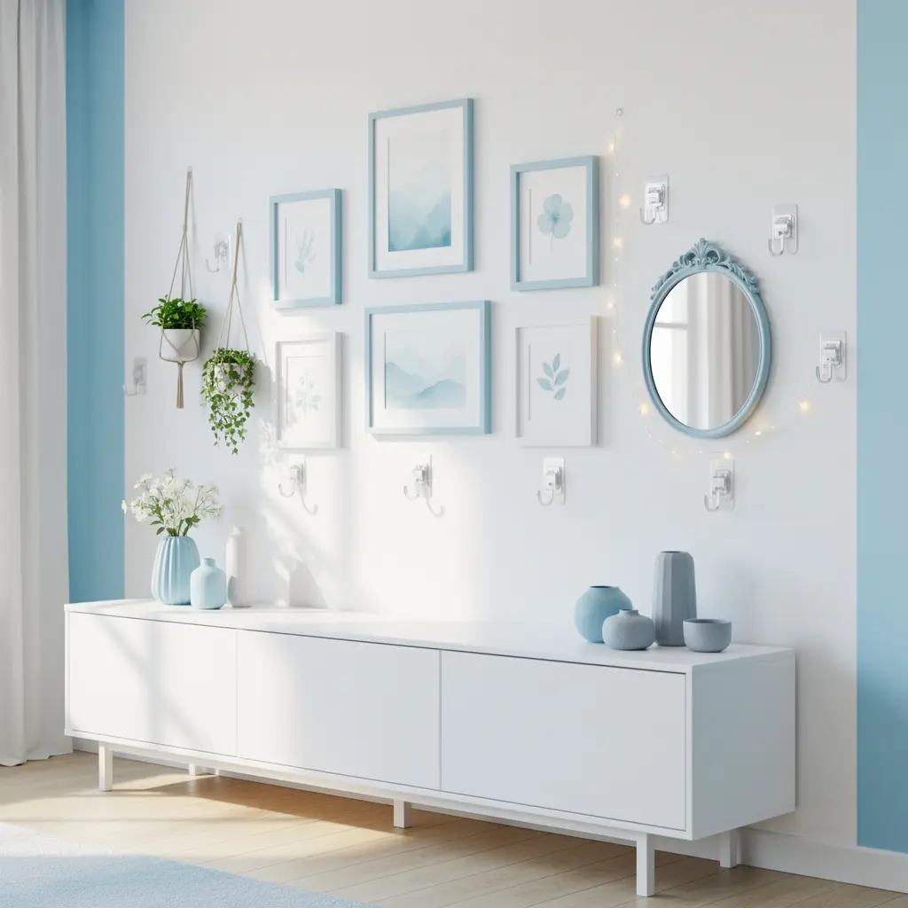 Sky Blue and White Apartment Decor