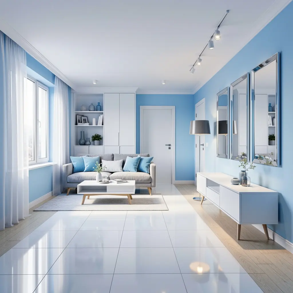 Sky Blue and White Apartment Decor