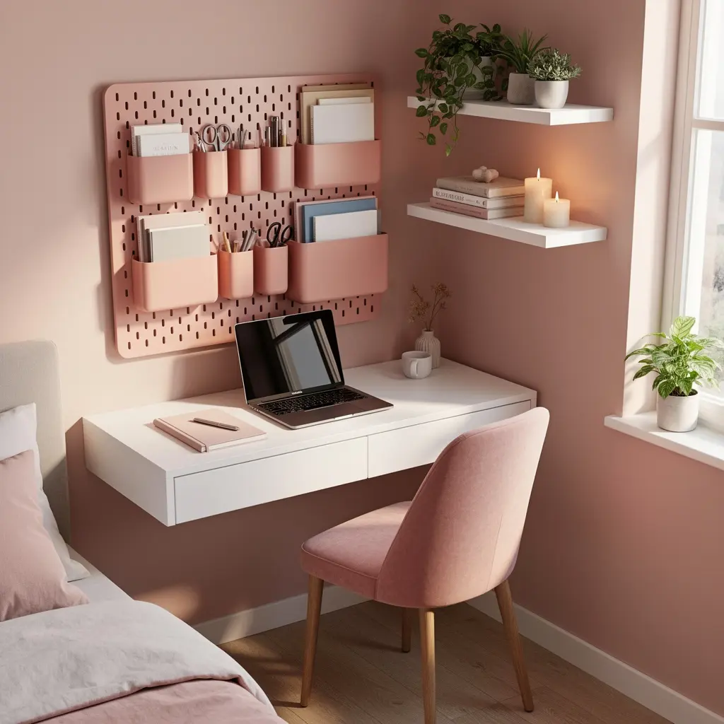 Blush Pink Aesthetic Study Corner