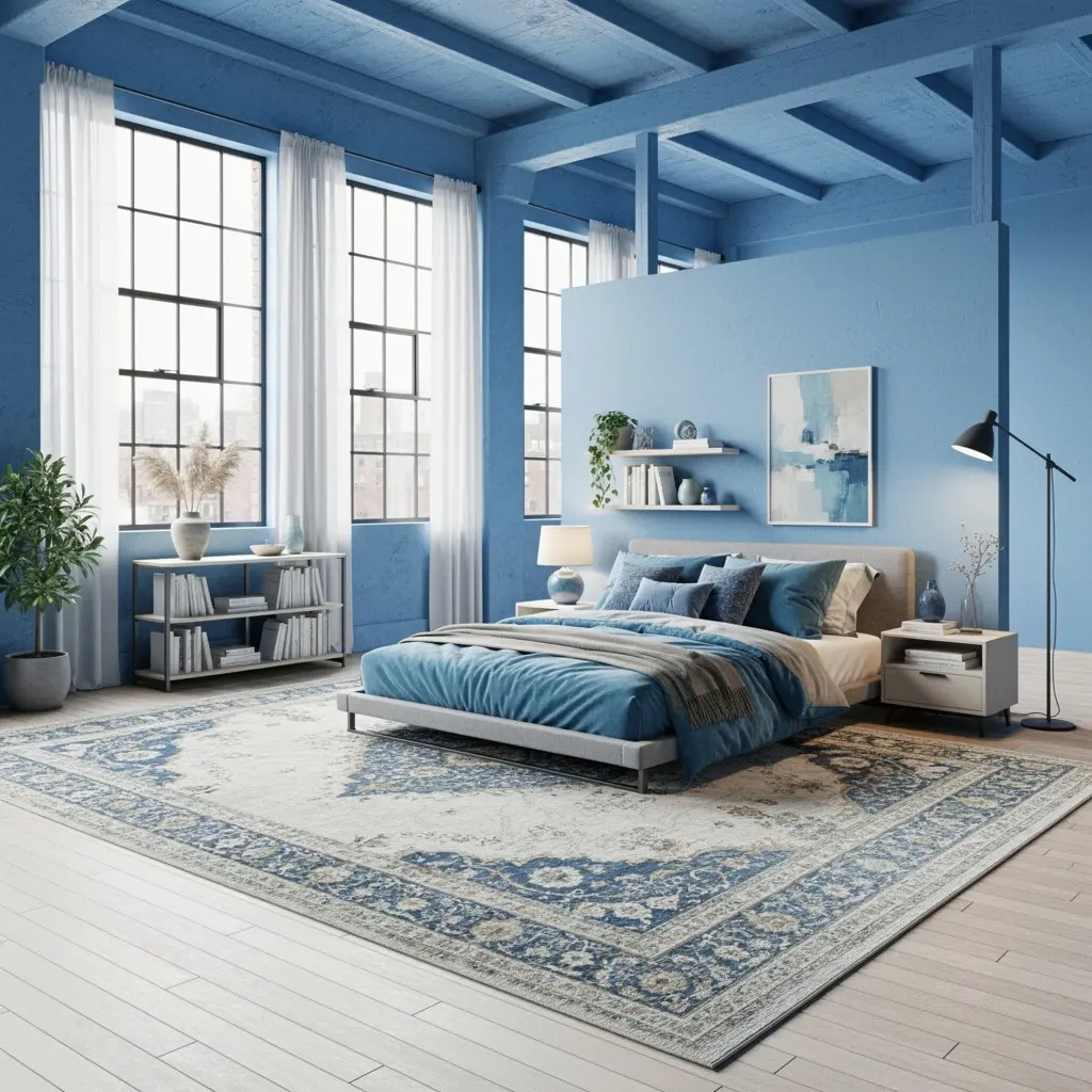Dreamy Blue Loft Bedroom Aesthetic