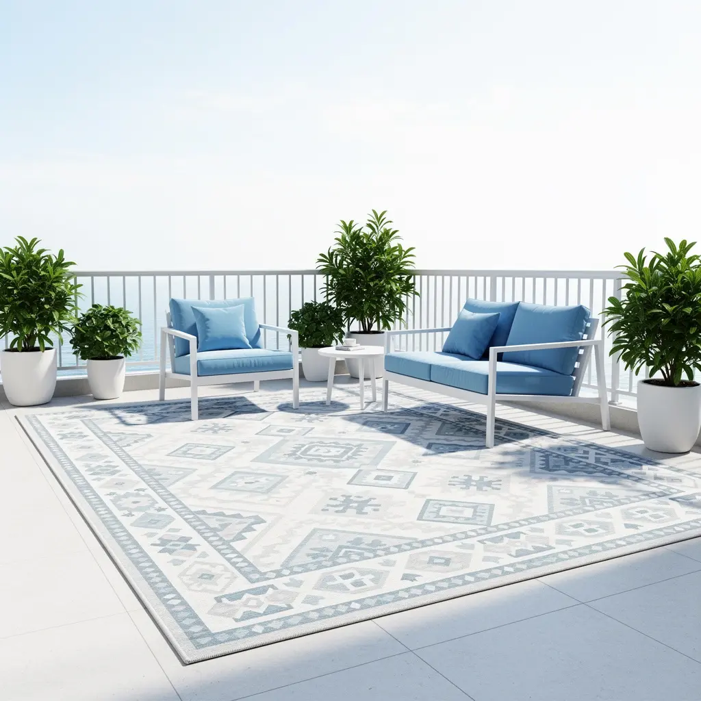 Sky Blue and White Balcony