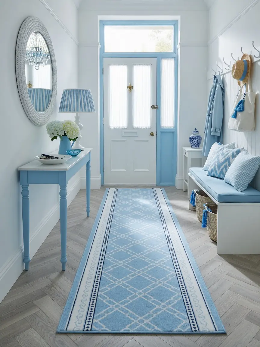 Sky Blue and White Entryway
