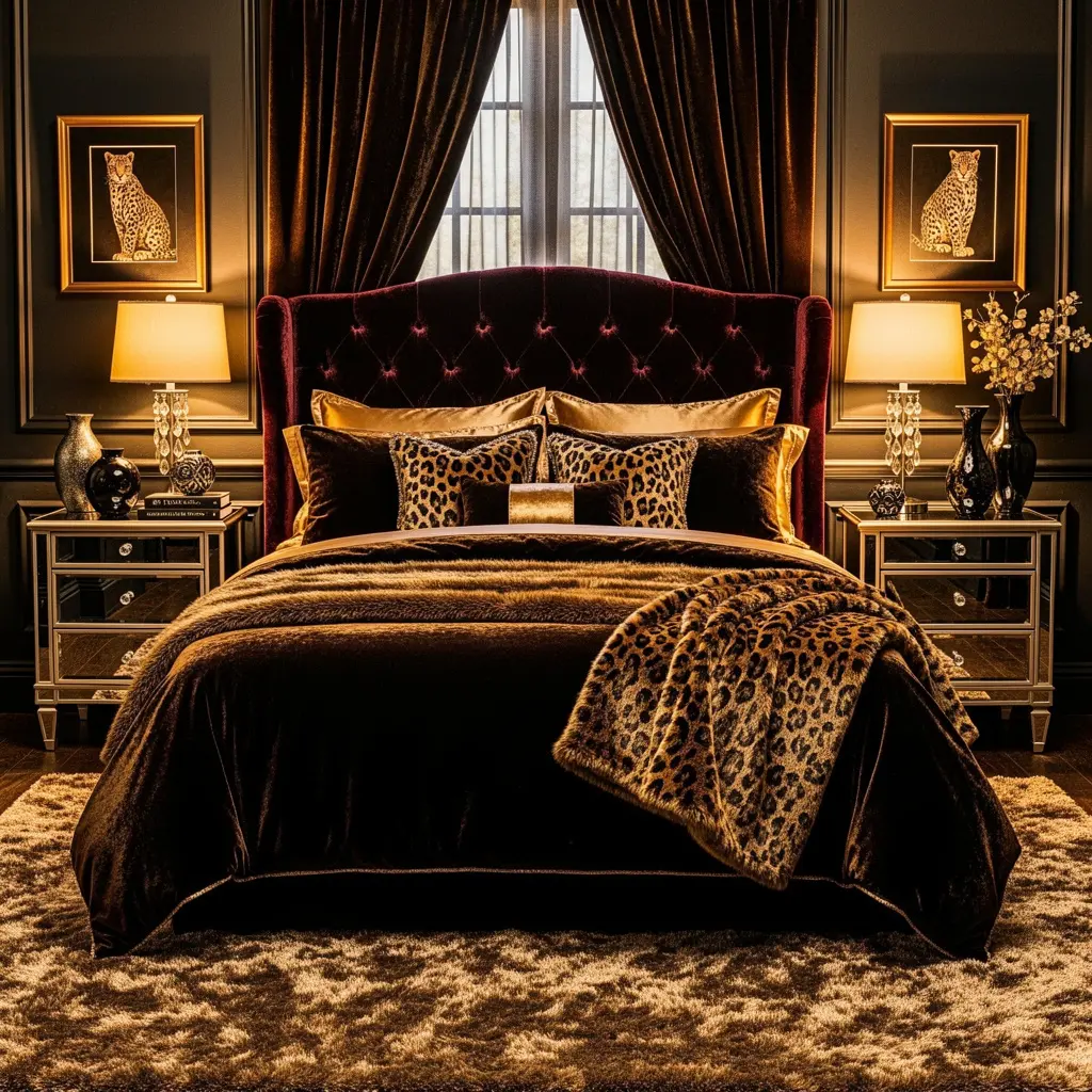 Luxury Leopard Glam Bedroom Decor