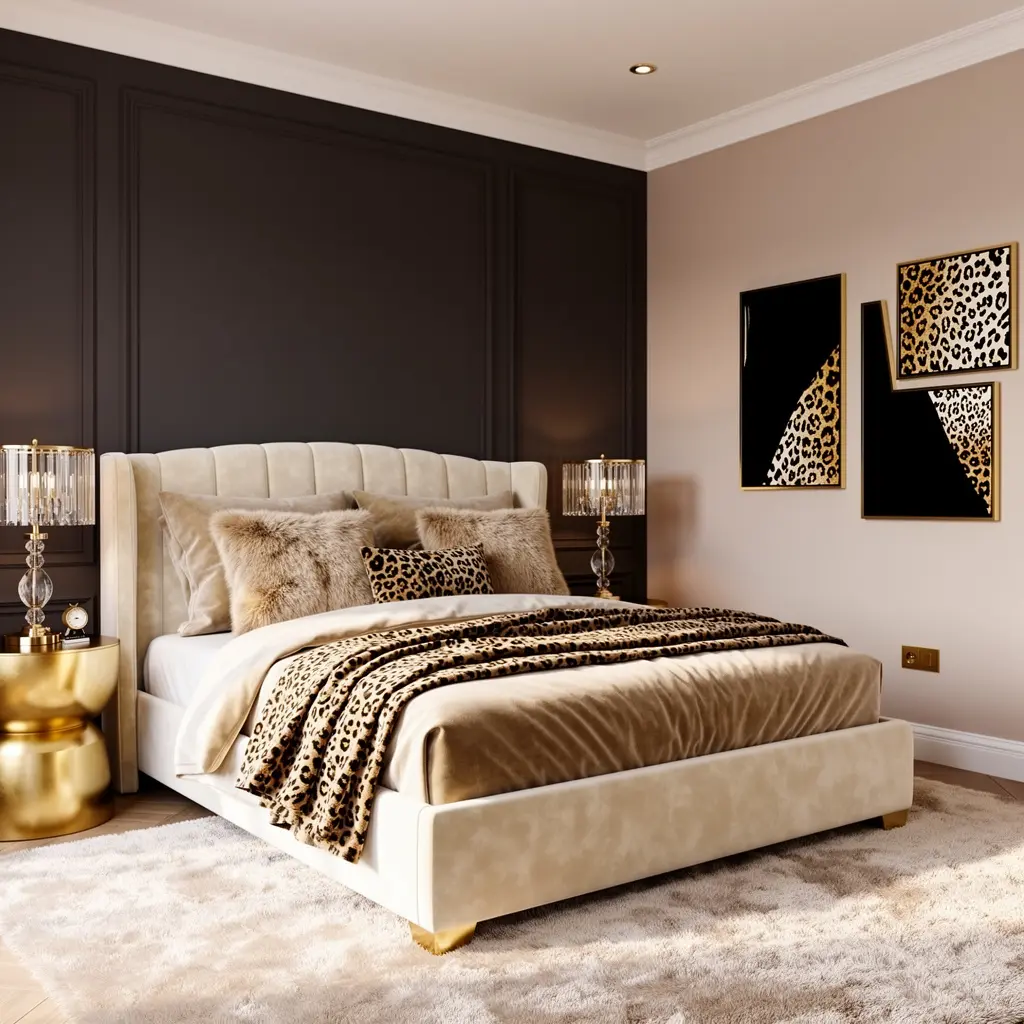 Luxury Leopard Glam Bedroom Decor