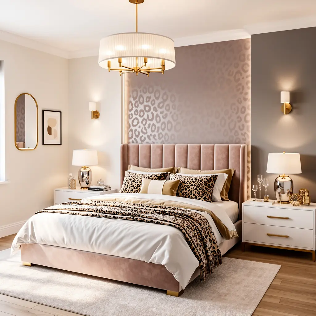 Modern Glam Leopard Print Bedroom Decor