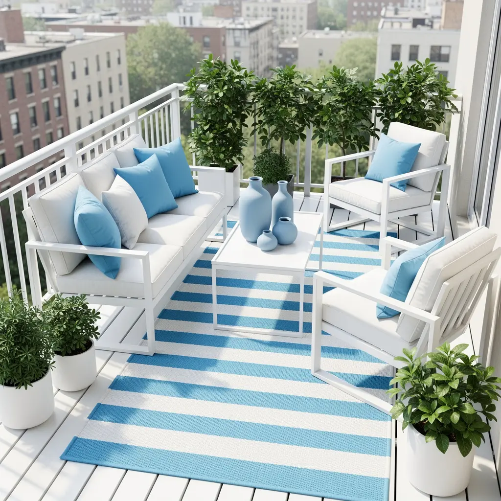 Sky Blue and White Balcony