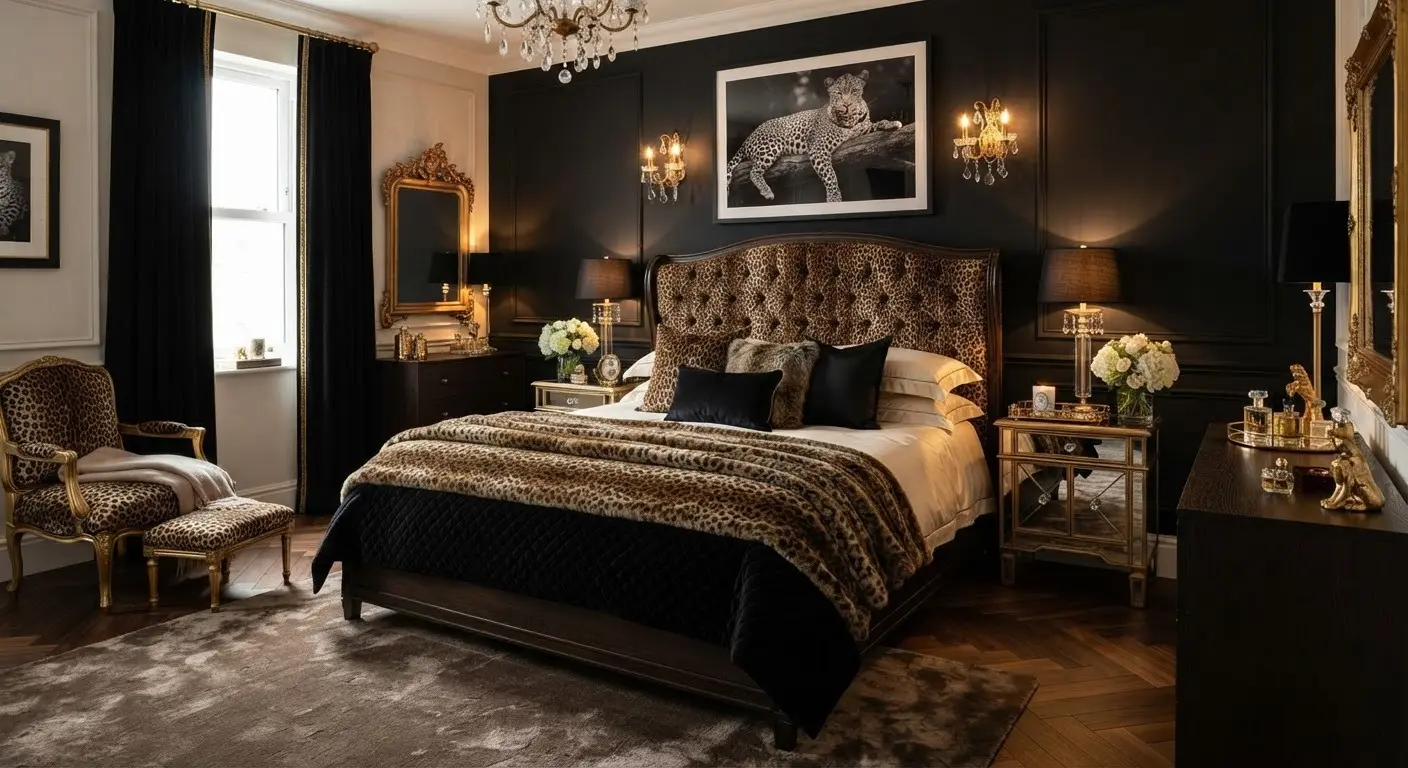 Luxury Leopard Glam Bedroom Decor