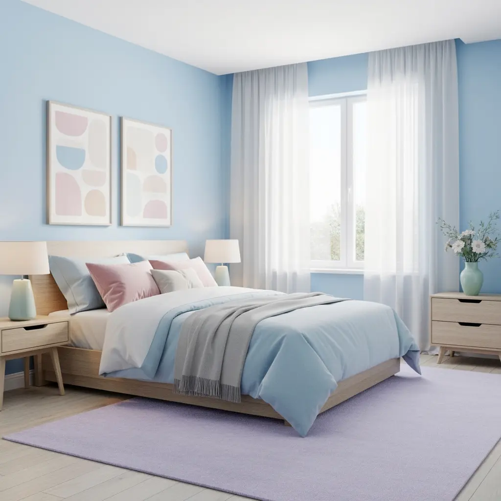 Blue Pastel Bedroom Setup