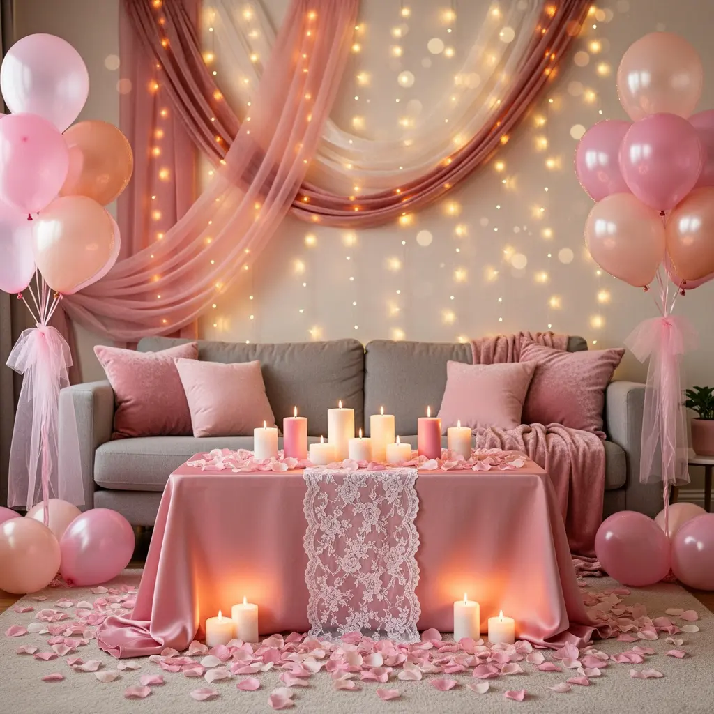 Romantic Pink Birthday Decoration at Home