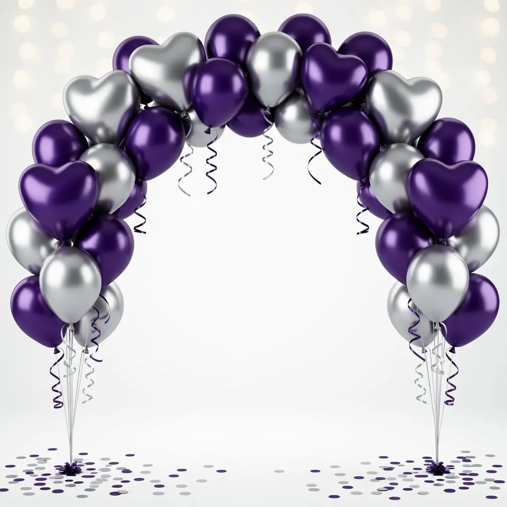 Purple and Silver Birthday Balloon Decoration