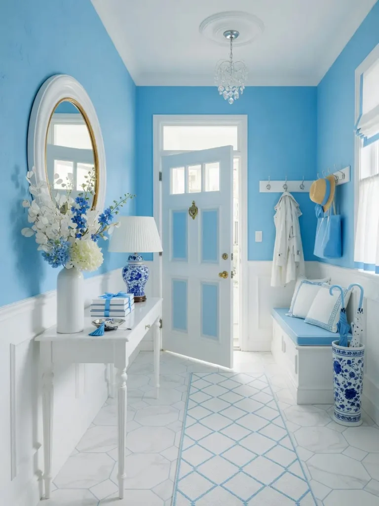 Sky Blue and White Entryway