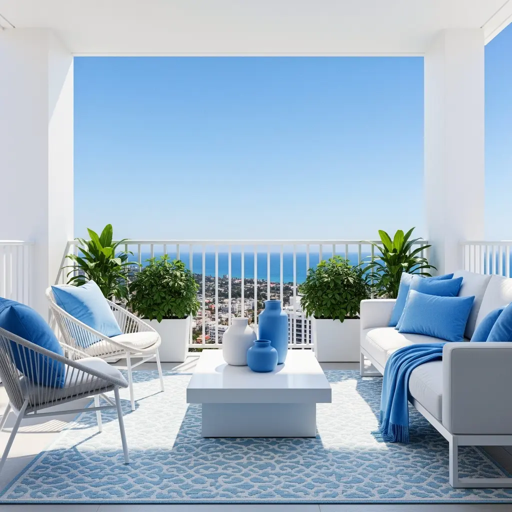 Sky Blue and White Balcony