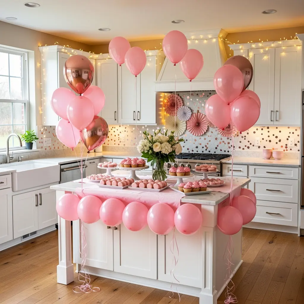 Pink Balloon Birthday Party Kitchen Decor