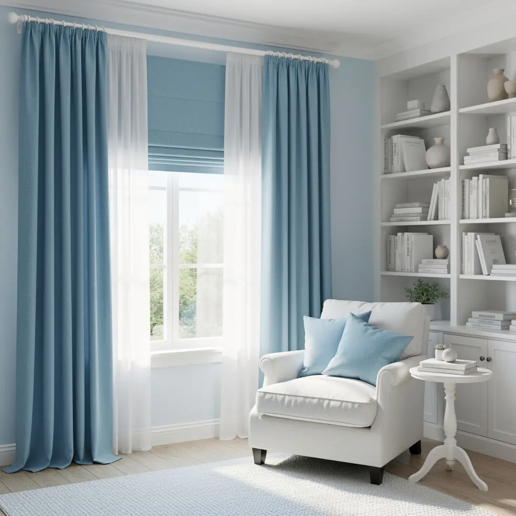 Sky Blue and White Reading Nook